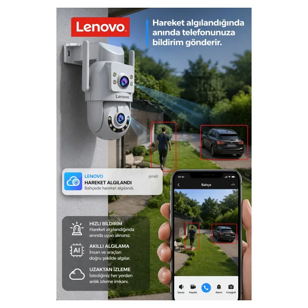 Lenovo 2 Kameralı Wifi Ultra Renkli Gece Görüşlü Hareket Takipli Güvenlik Kamerası - Görsel 6
