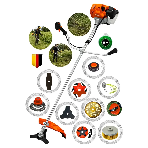 Lieber German 10 Pcs Full Setli Yan Tipi Benzinli Ot Çalı Çim Biçme Tırpan Makinesi - Görsel 2