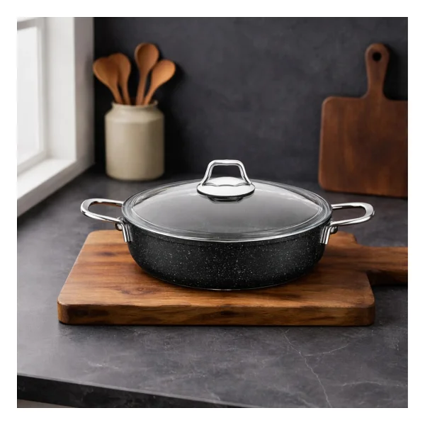 Falez Black Line 22 cm Granit Döküm Karnıyarık Tenceresi - Görsel 4