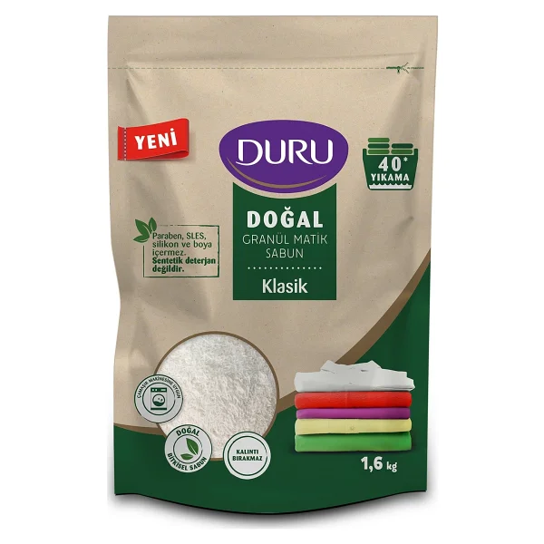 Duru Granül Matik Sabun Klasik 1,6 kg 40 Yıkama Vegan Standart Koku ile Doğal Temizlik - Görsel 10