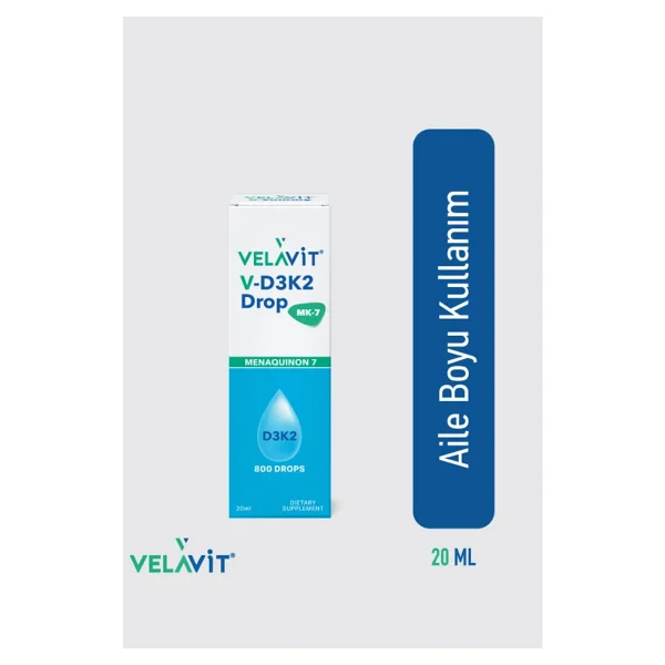 Velavit V-D3K2 Drop Mk-7 800DROPS Sıvı Takviye Edici Gıda 20 ml Türkiye Menşeli - Görsel 3
