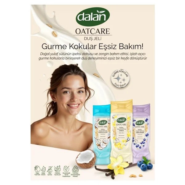 Dalan Oatcare Doğal Yulaf Sütü & Yaban Mersini 450 ml 4 Adet Duş Jeli - Görsel 4