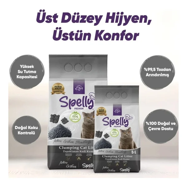 Spelly Premium Aktif Karbonlu 10 lt Kedi Kumu - Görsel 4
