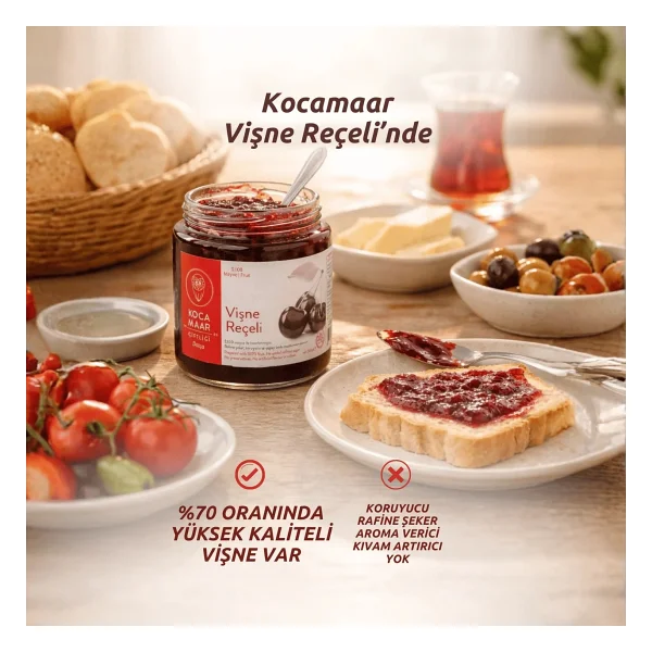 Kocamaar Çiftliği Şeker İlavesiz Vişne Reçeli 265 gr - Görsel 3
