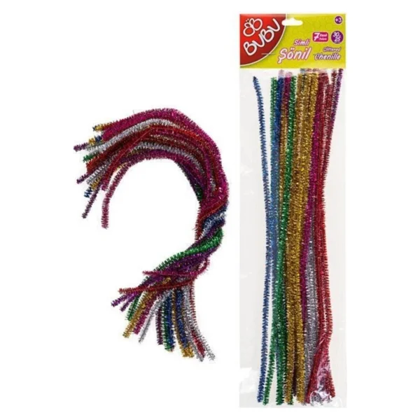 Bu-Bu 00106 Simli Şönil 7 Renk 30 cm 25'li - Görsel 2