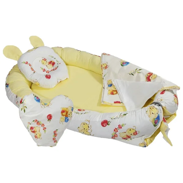 Babynest 15'li Set Puset İçi Minder Emzirme Örtüsü Beşik Içi Nevresim Takımı Sarı Kumaş - Görsel 2