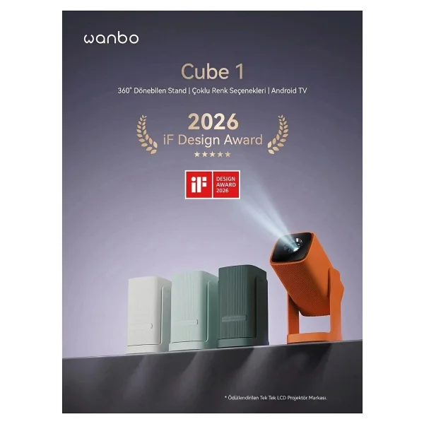 Wanbo Cube 1 350 Lümen HD Wi-Fi Android Taşınabilir Projeksiyon Cihazı - Görsel 8