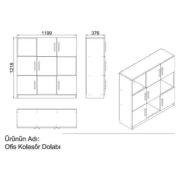 Yurudesign Vario ABCDEFG2 Ofis Masa Makam Takımı Barok-Antrasit - Ceviz - Görsel 9