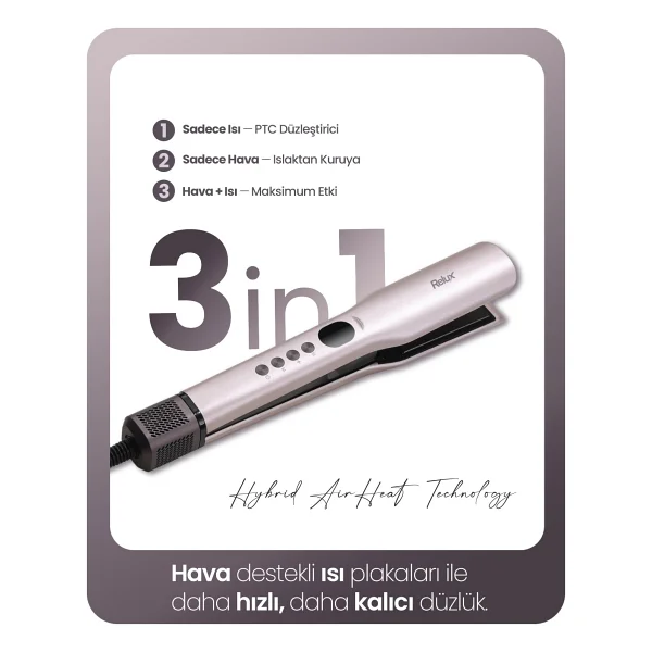 Relux RHS8900P Easystraight 3in1 Pembe Islak Kuru Saç Düzleştirici - Görsel 9