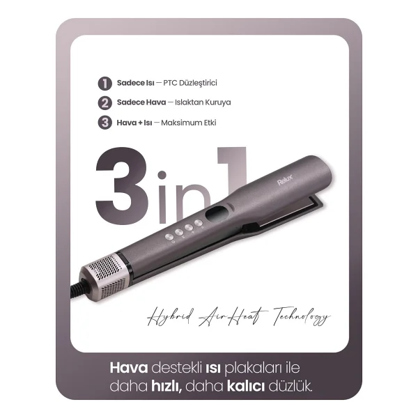 Relux RHS8900B Easystraight 3in1 Kahverengi Islak Kuru Saç Düzleştirici - Görsel 5