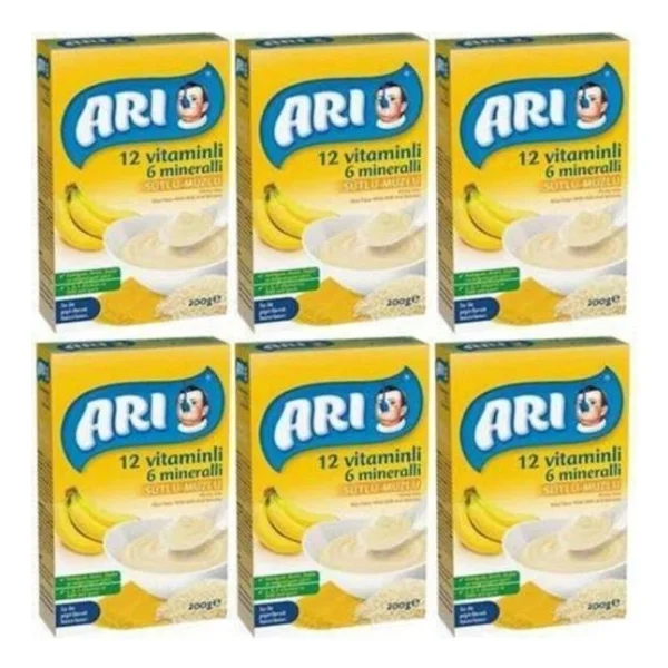 Arı Mama 12 Vitaminli 6 Mineralli Sütlü Muzlu Pirinç Unu Kaşık Maması 200 gr 6 Adet - Görsel 2