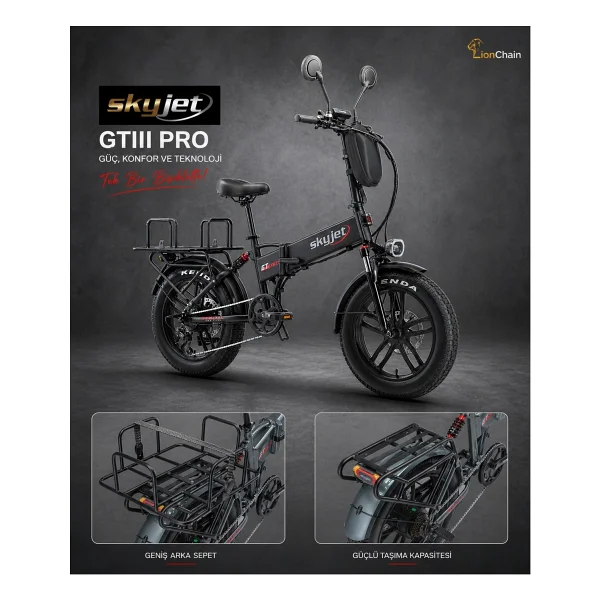 Skyjet GTIII PRO 1000 W Katlanabilir Elektrikli Bisiklet - Görsel 3