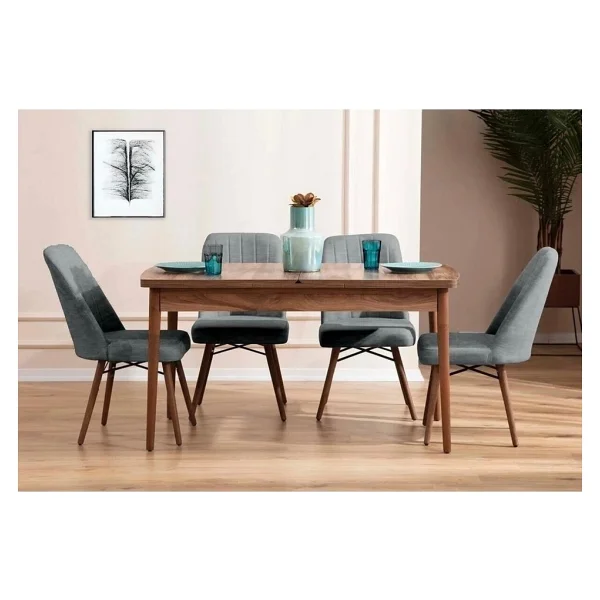 Kaktüs Avm Mutfak Masası Takımı 4 Kişilik Açılır Masa Sandalye Takımı Yemek Masası Masa Takımı - Krem - 80x132 - 80 x 170 - Görsel 7