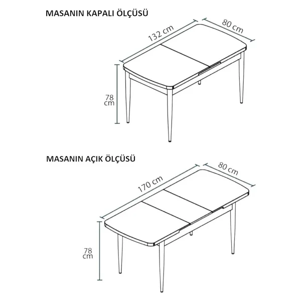 Kaktüs Avm Mutfak Masası Takımı 4 Kişilik Açılır Masa Sandalye Takımı Yemek Masası Masa Takımı - Krem - 80x132 - 80 x 170 - Görsel 5