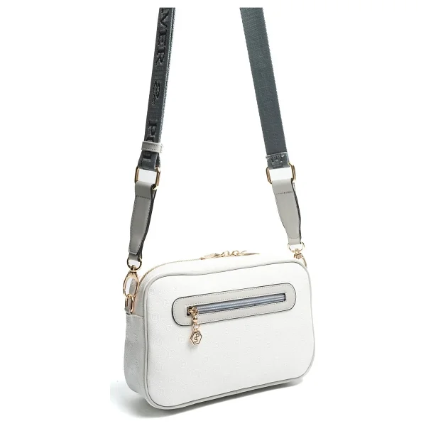 Silver & Polo Silver Polo Beyaz - A.Gri Logolu Kadın Çapraz Çanta SP1280 - Görsel 4