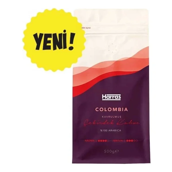 Harras Colombia Çekirdek Kahve %100 Arabica Orta Kavrulmuş 500 gr 2 Adet (Toplam 1000 Gr) - Görsel 3