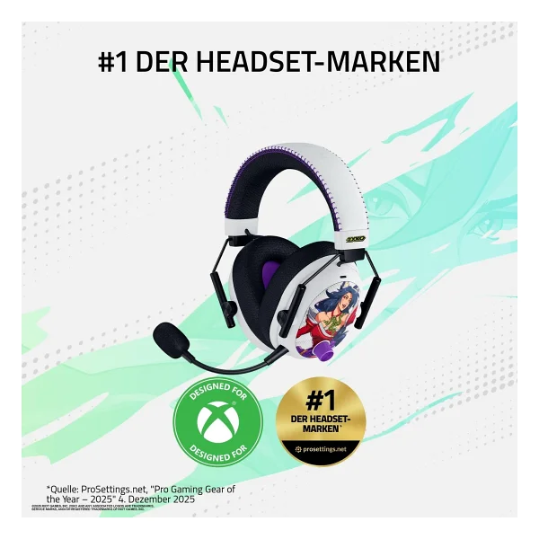 Razer BlackShark V3 Pro for Xbox 2XKO Edition RZ04-05401100-R3M1 7.1 USB Kablolu/Kablosuz Kulak Üstü Oyuncu Kulaklığı - Görsel 2