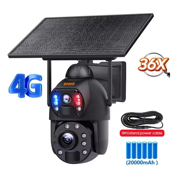 Avenir AV-S436X 6MP 36X Zoom Alarm Işıklı 2 Kameralı Solar PTZ 4G Sim Kartlı Kamera - Görsel 5