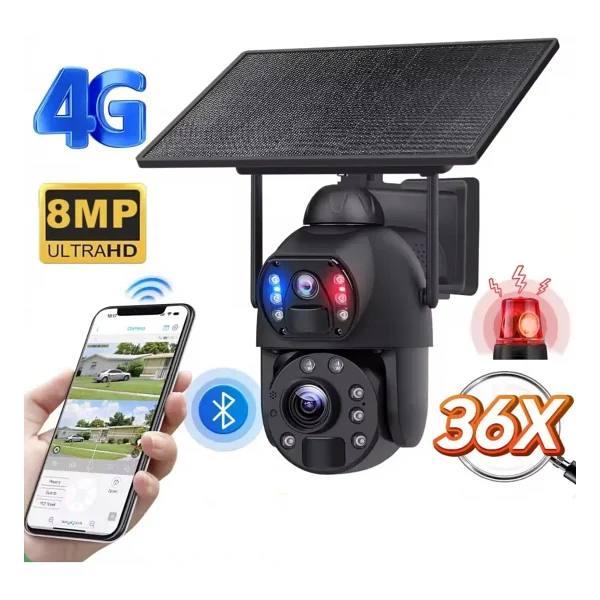 Avenir AV-S436X 6MP 36X Zoom Alarm Işıklı 2 Kameralı Solar PTZ 4G Sim Kartlı Kamera - Görsel 6