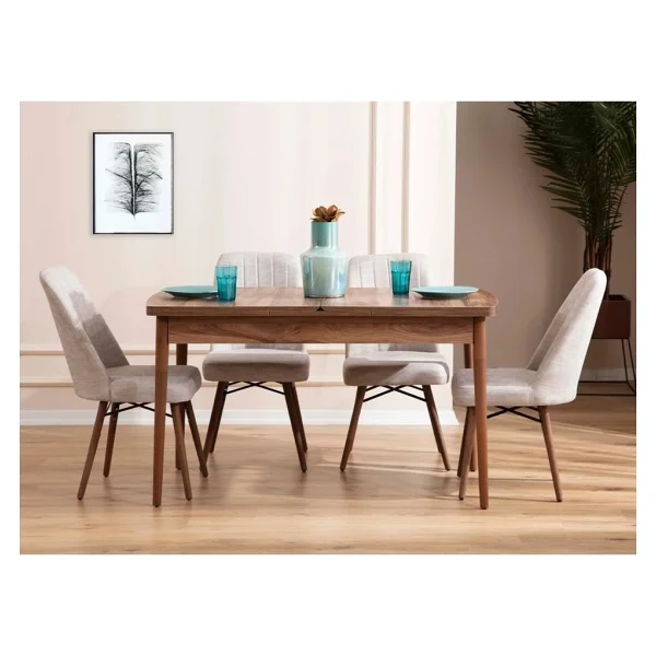 Kaktüs Avm Mutfak Masası Takımı 4 Kişilik Açılır Masa Sandalye Takımı Yemek Masası Masa Takımı - Krem - 80x132 - 80 x 170 - Görsel 9