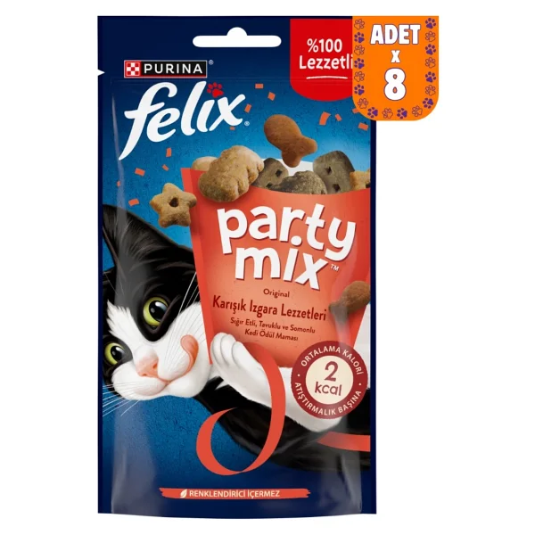 Felix Party Mix Izgara Karışımı 60 gr 8'li Paket Kedi Ödül Maması - Görsel 2