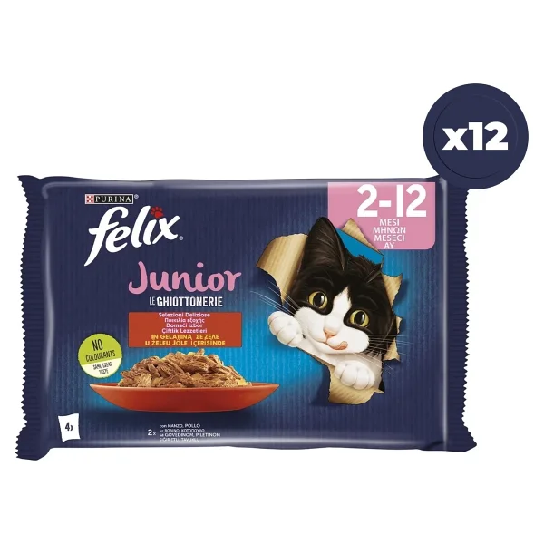 Felix Sığır Etli ve Tavuklu 4x85 gr 12'li Yavru Kedi Yaş Maması - Görsel 6