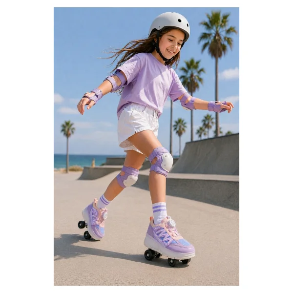 Muggo Skate Çocuk Işıklı Patenli Tekerlekli Sneaker Spor Ayakkabı - Siyah - 35 - Görsel 2