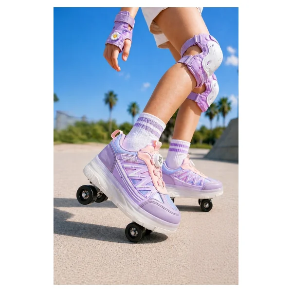 Muggo Skate Çocuk Işıklı Patenli Tekerlekli Sneaker Spor Ayakkabı - Siyah - 35 - Görsel 3