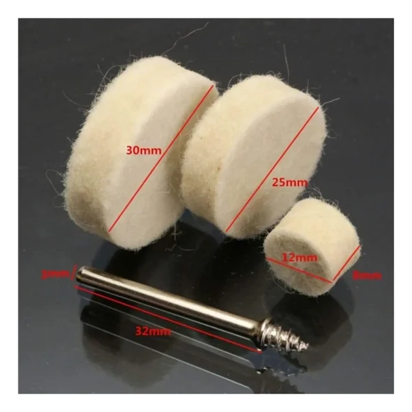 Depolife Polisaj Cila Parlatma Keçesi Yün Matkap Ucu Keçe Dremel 13/25/30mm Toplam 30 Adet Keçe + 3 Aparat - Görsel 10