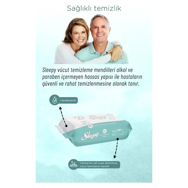 Sleepy Hassas Ciltlere Özel XL 50'li 18 Adet Vücut Temizleme Mendili - Görsel 3
