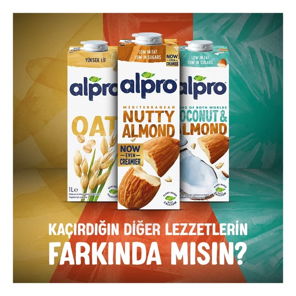 Alpro Bitter Çikolata Badem Sütü 4x1 L Vegan Laktozsuz Bitkisel Bazlı - Görsel 8
