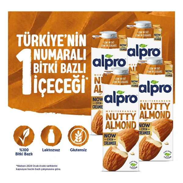 Alpro Badem Sütü 4x1 L Vegan Laktozsuz Bitkisel Bazlı - Görsel 10