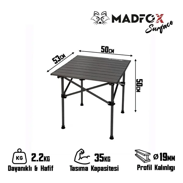Madfox Surface Küçük Boy Katlanır Kamp Masası - Siyah - Görsel 2