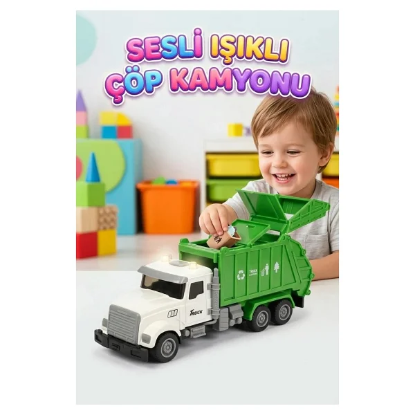 1:32 Ölçek Işıklı Sesli Oyuncak Çöp Kamyonu - Görsel 8