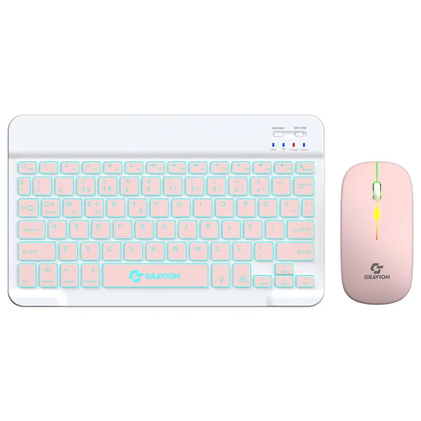 Gravion KM-BT35 Pembe Kablosuz Klavye Mouse Seti - Görsel 7