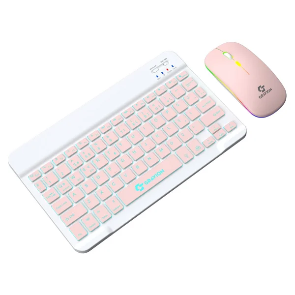Gravion KM-BT35 Pembe Kablosuz Klavye Mouse Seti - Görsel 2