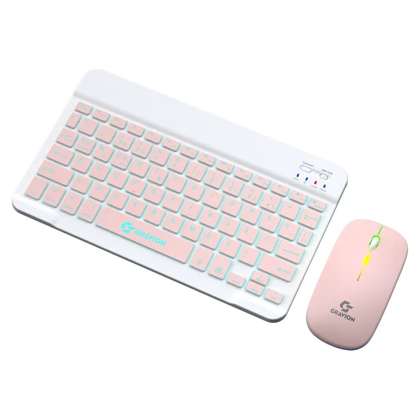 Gravion KM-BT35 Pembe Kablosuz Klavye Mouse Seti - Görsel 4