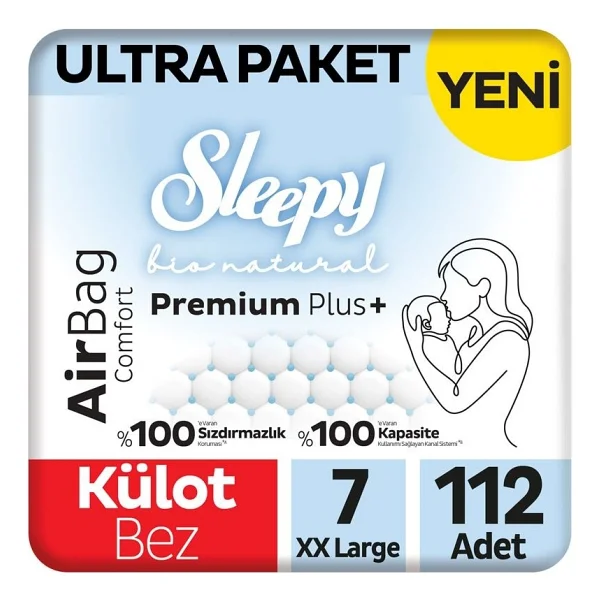 Sleepy Bio Natural Premium Plus Airbag Comfort 7 Numara XX Large 28'li 4 Adet Külot Bez - Görsel 9