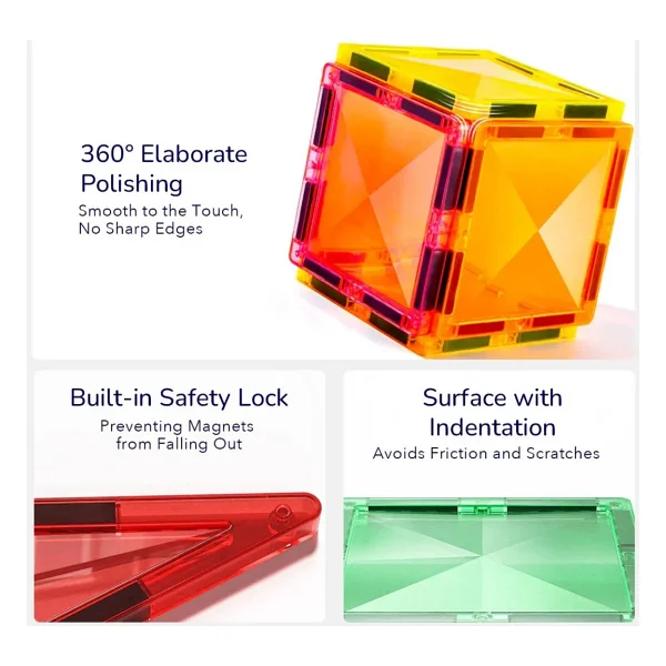 Mideer Renkli Magnetic Tiles CT1223 100 Parça Blok Oyuncak - Görsel 9