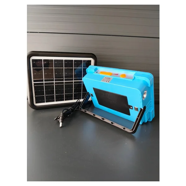 Hightek 200w Led Portatif Solar Projektör 3 Renk Işık, Çakar Ve Projektör Fonksiyonlu - Mavi - 200 W - Görsel 3