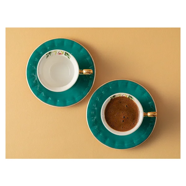 English Home Vanilla New Bone China Turkuaz 2 Kişilik Kahve Fincan Takımı - Görsel 2