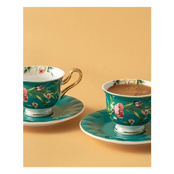 English Home Vanilla New Bone China Turkuaz 2 Kişilik Kahve Fincan Takımı - Görsel 4