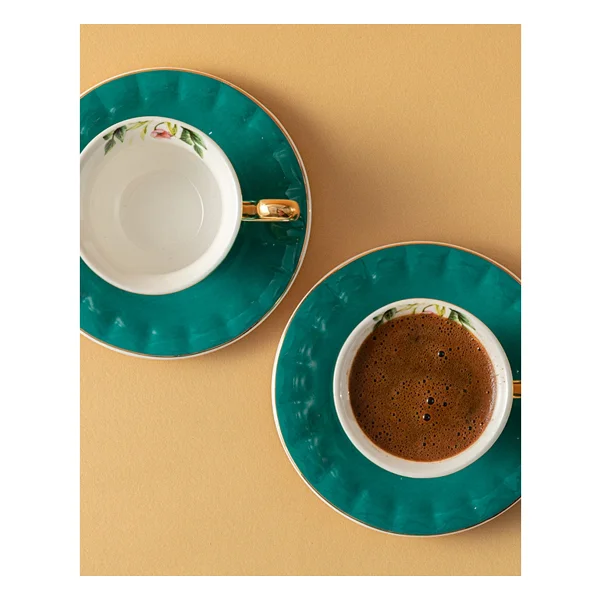 English Home Vanilla New Bone China Turkuaz 2 Kişilik Kahve Fincan Takımı - Görsel 5