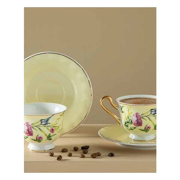 English Home Vanilla New Bone China Açık Sarı 2 Kişilik Kahve Fincan Takımı - Görsel 4