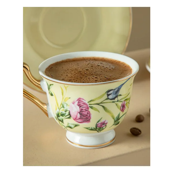 English Home Vanilla New Bone China Açık Sarı 2 Kişilik Kahve Fincan Takımı - Görsel 6