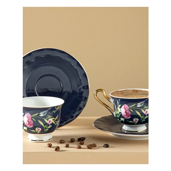 English Home Vanilla New Bone China Lacivert 2 Kişilik Kahve Fincan Takımı - Görsel 4
