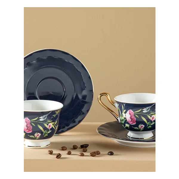 English Home Vanilla New Bone China Lacivert 2 Kişilik Kahve Fincan Takımı - Görsel 5