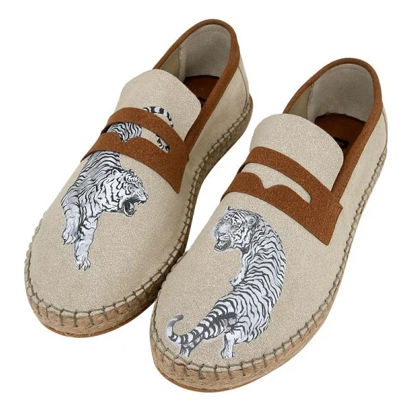 Dogo Erkek Vegan Krem Espadril - Uptown Tigers Tasarım - Multi - 44 - Görsel 2