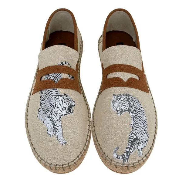 Dogo Erkek Vegan Krem Espadril - Uptown Tigers Tasarım - Multi - 44 - Görsel 3