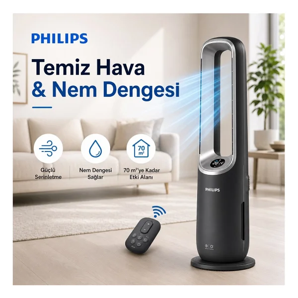 Philips 70 M2 Hepa Akıllı Sensörlü Hava Temizleyici Cihaz Pm2.5 PM10 Salon Oda - Gri - Görsel 10